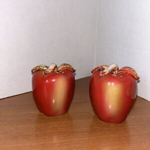 Ceramic Apple Salt and Pepper Shakers with Stoppers